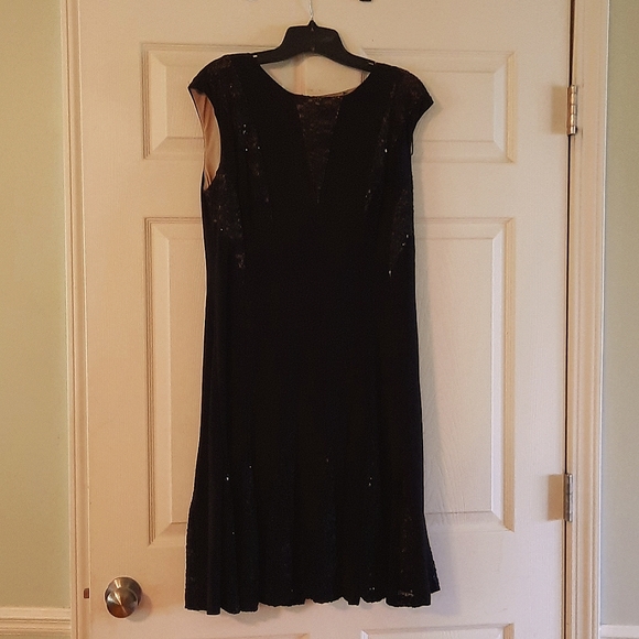 Black Formal Mini Dress with Lace and Sequins - Picture 1 of 6
